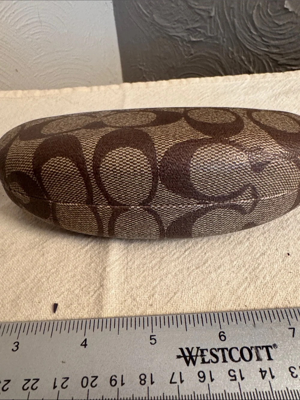 Coach Brown Signature Print Hard Eyeglass Case